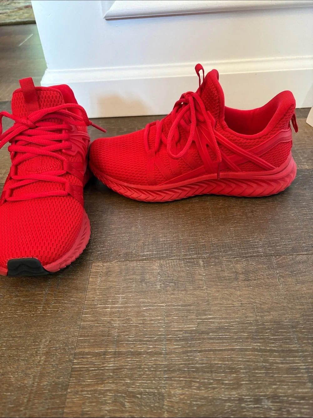 Ladies Red Athletic Sneakers - Comfortable Everyday Sport Shoes
